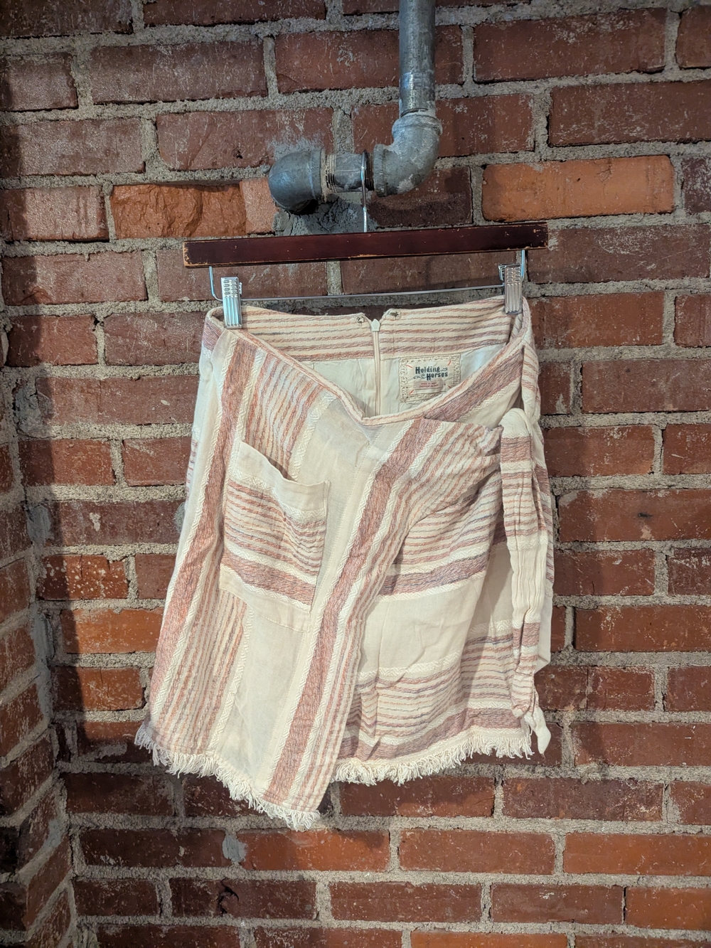 Anthropologie Cream and Dusty Rose Striped Skort